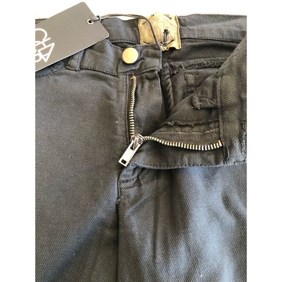 Chaser Canvas Utility Frayed Hem Lace-up Detail Black Pants - M - Picture 7 of 7